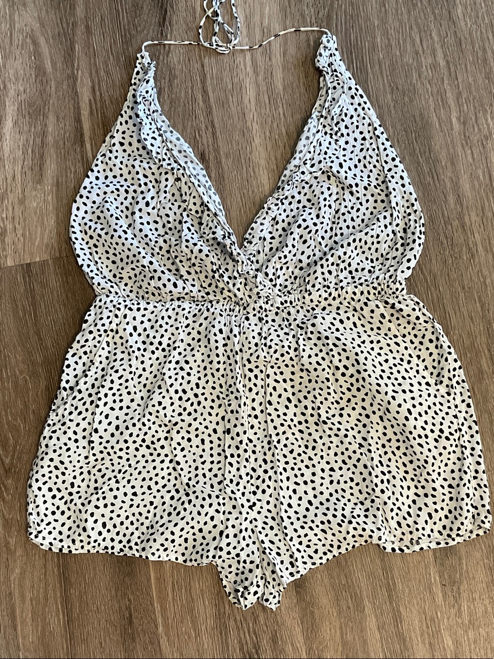 Victoria's Secret White Polka Dot Halter Romper